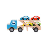 Houten Autotransporter Vrachtwagen - Blauw 2 | Fantastic Gifts
