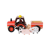 Houten Traktor met Dierentrailer - 5 delig 5 | Fantastic Gifts